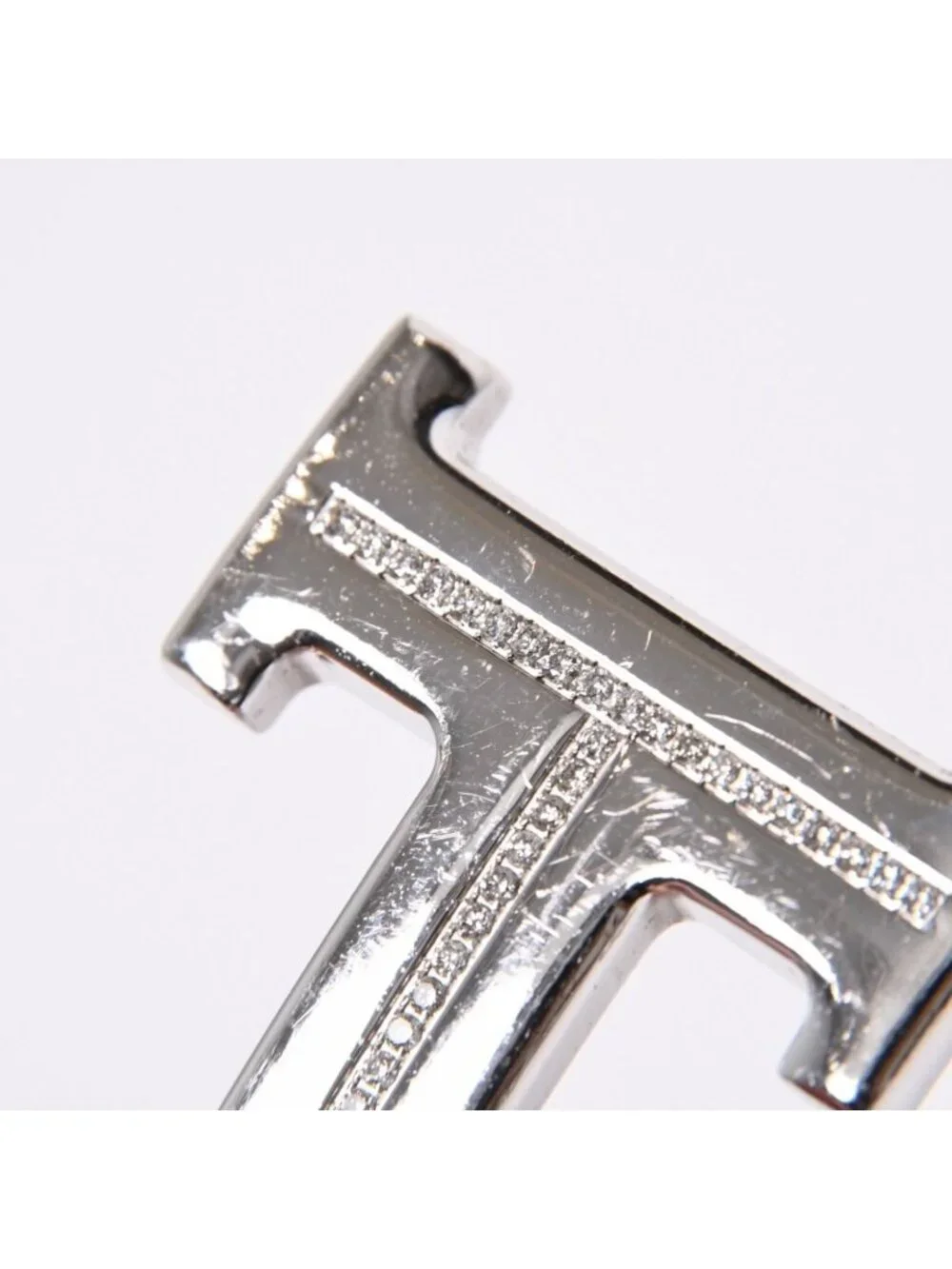 Hermes Belt Buckle H Logo Diamond Reversible Blue White Silver